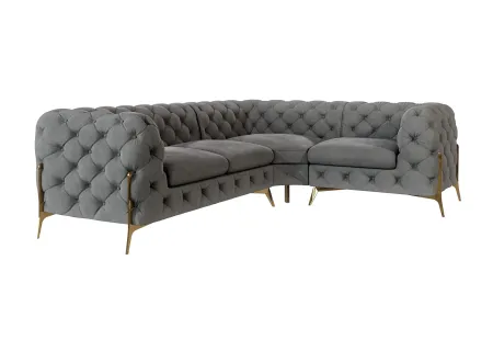 Natalie - Chesterfield Ecksofa mit Goldene Metall Füßen