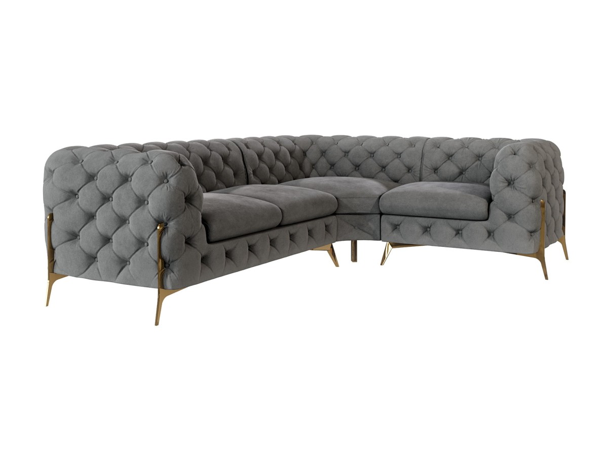 Natalie - Chesterfield Ecksofa mit Goldene Metall Füßen