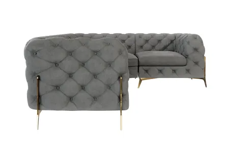 Natalie - Chesterfield Ecksofa mit Goldene Metall Füßen