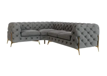 Natalie - Chesterfield Ecksofa mit Goldene Metall Füßen