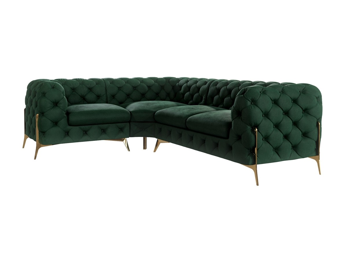 Natalie - Chesterfield Ecksofa mit Goldene Metall Füßen