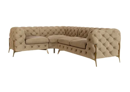 Natalie - Chesterfield Ecksofa mit Goldene Metall Füßen