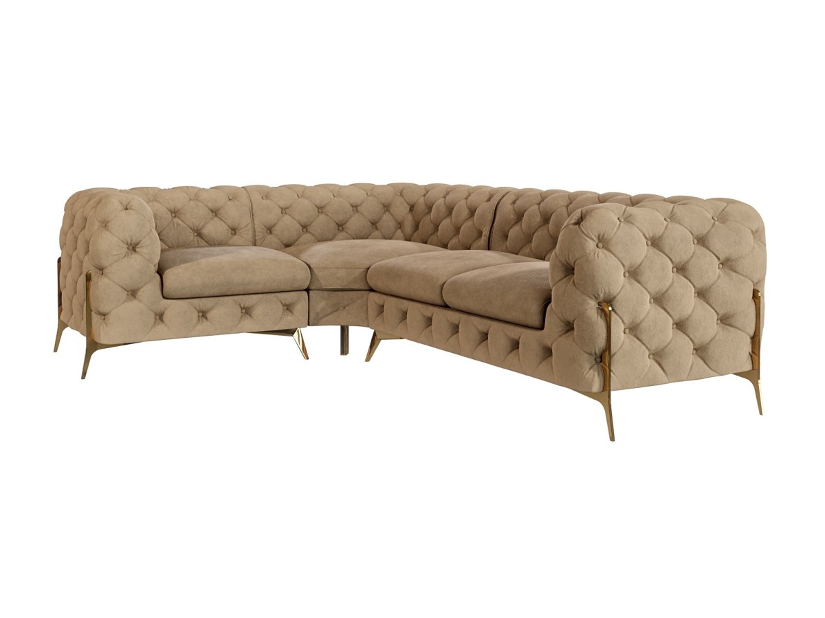 Natalie - Chesterfield Ecksofa mit Goldene Metall Füßen