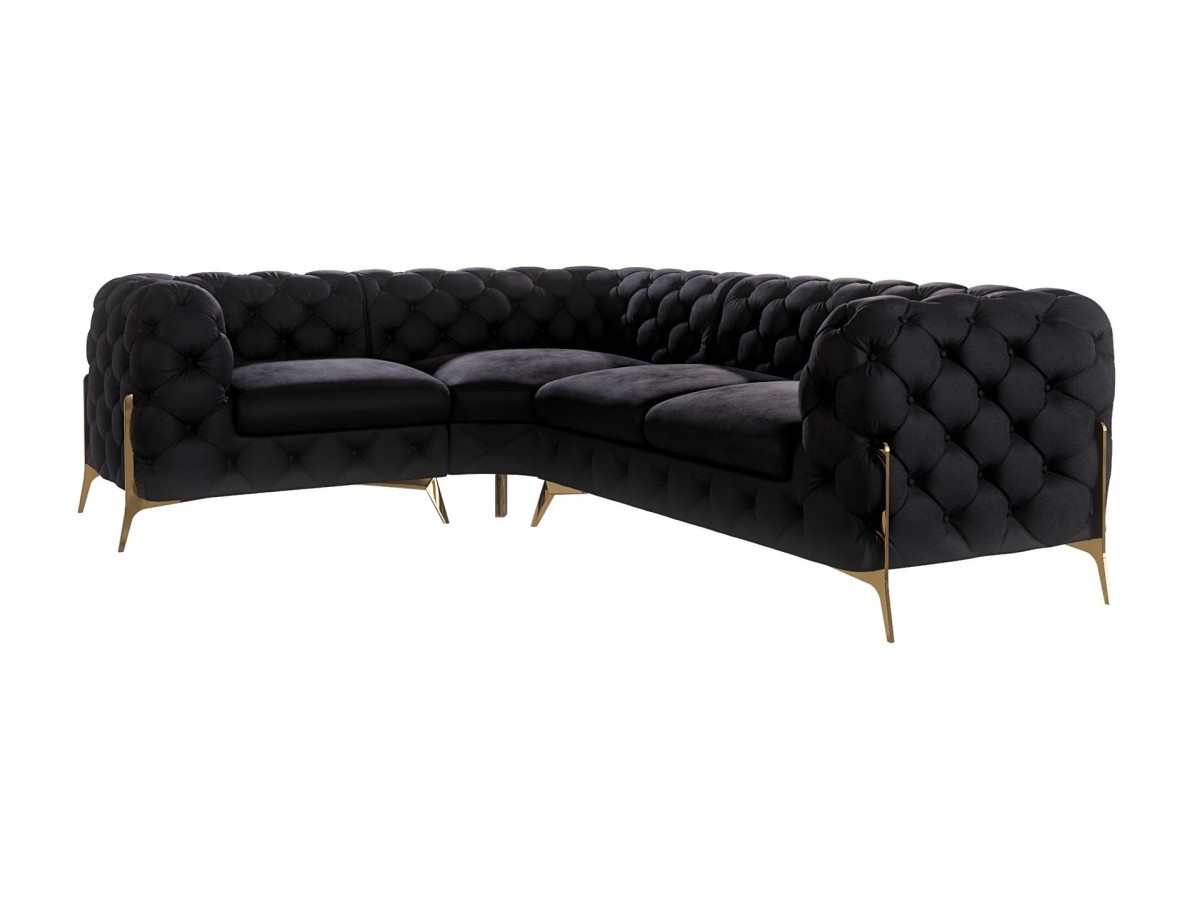 Natalie - Chesterfield Ecksofa mit Goldene Metall Füßen