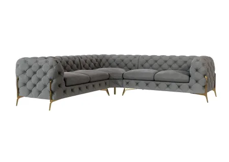 Natalie - Chesterfield Ecksofa mit Goldene Metall Füßen