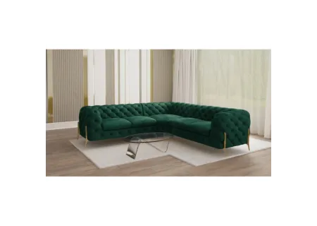 Natalie - Chesterfield Ecksofa mit Goldene Metall Füßen