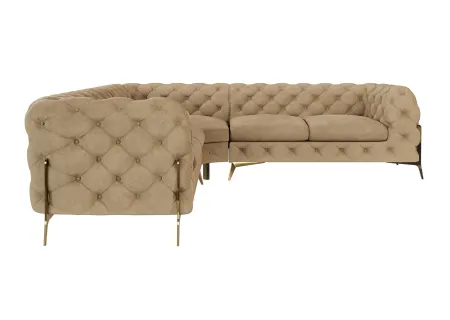 Natalie - Chesterfield Ecksofa mit Goldene Metall Füßen