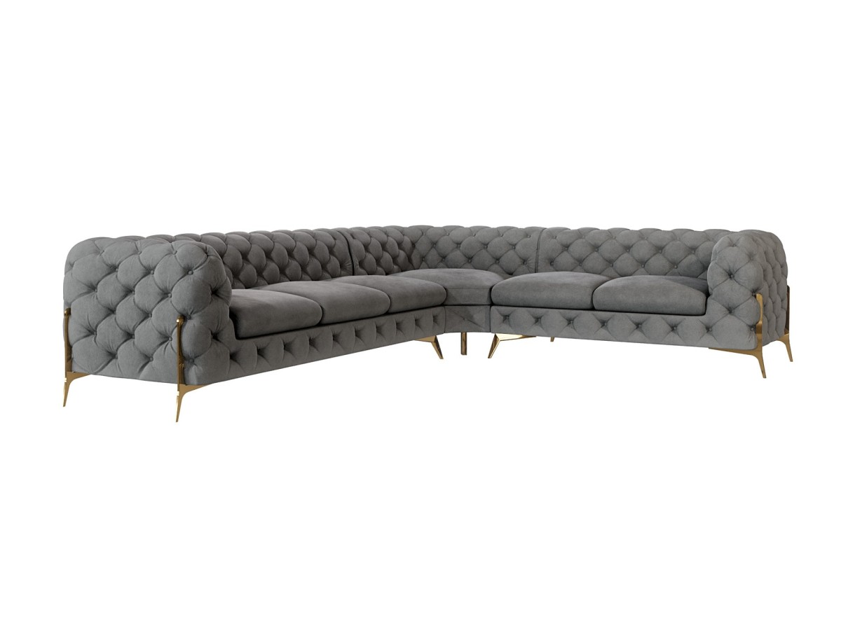 Natalie - Chesterfield Ecksofa mit Goldene Metall Füßen