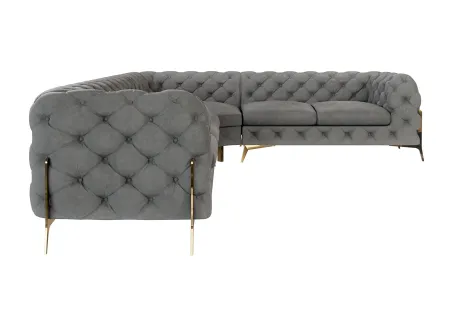 Natalie - Chesterfield Ecksofa mit Goldene Metall Füßen