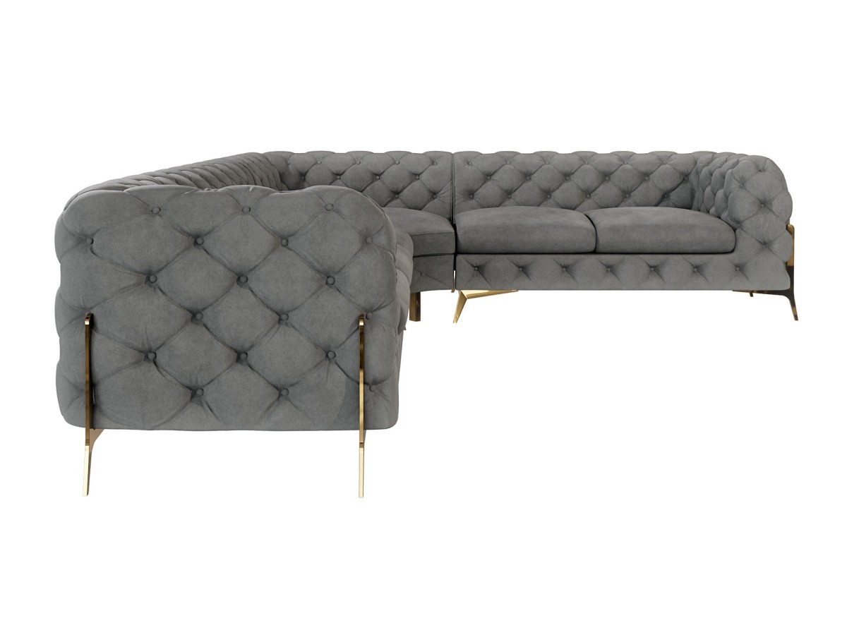 Natalie - Chesterfield Ecksofa mit Goldene Metall Füßen