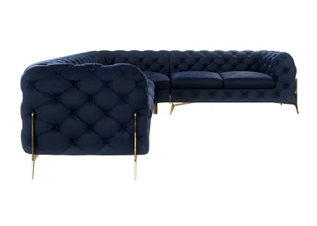 Natalie - Chesterfield Ecksofa mit Goldene Metall Füßen