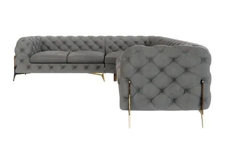 Natalie - Chesterfield Ecksofa mit Goldene Metall Füßen