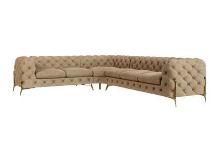 Natalie - Chesterfield Ecksofa mit Goldene Metall Füßen