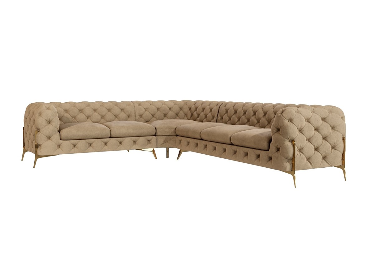 Natalie - Chesterfield Ecksofa mit Goldene Metall Füßen