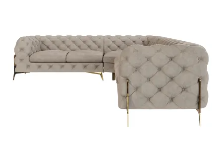 Natalie - Chesterfield Ecksofa mit Goldene Metall Füßen