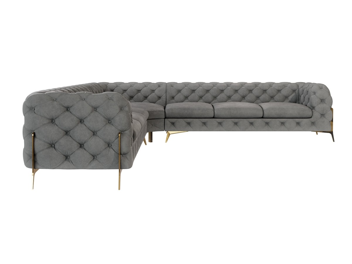 Natalie - Chesterfield Ecksofa mit Goldene Metall Füßen