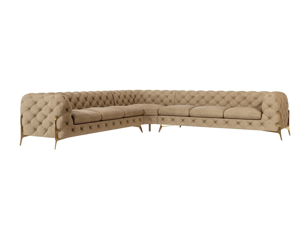 Natalie - Chesterfield Ecksofa mit Goldene Metall Füßen