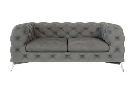 Paul - Chesterfield Sofa 2-Sitzer mit Silber Metall Füßen