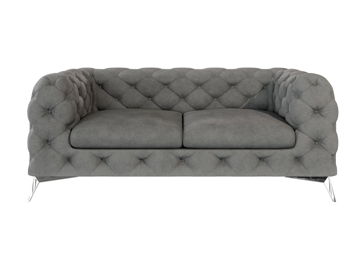 Paul - Chesterfield Sofa 2-Sitzer mit Silber Metall Füßen