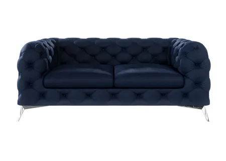 Paul - Chesterfield Sofa 2-Sitzer mit Silber Metall Füßen