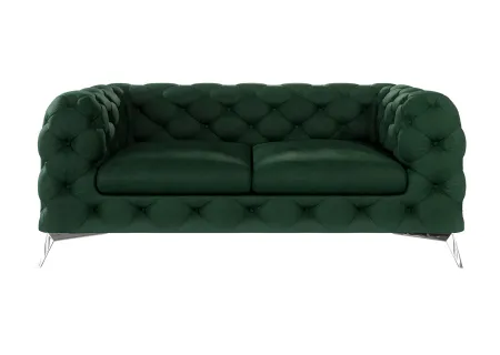 Paul - Chesterfield Sofa 2-Sitzer mit Silber Metall Füßen