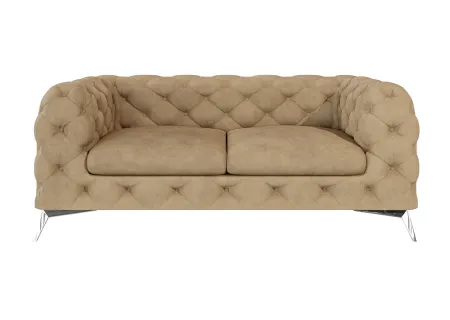 Paul - Chesterfield Sofa 2-Sitzer mit Silber Metall Füßen