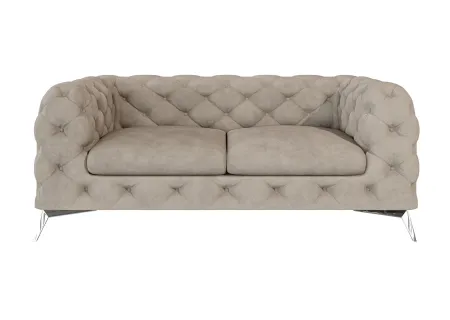 Paul - Chesterfield Sofa 2-Sitzer mit Silber Metall Füßen