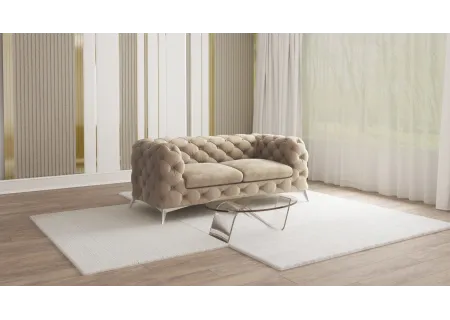 Paul - Chesterfield Sofa 2-Sitzer mit Silber Metall Füßen