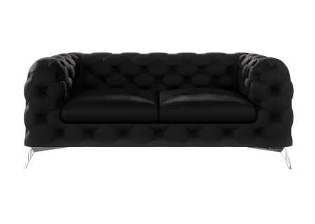 Paul - Chesterfield Sofa 2-Sitzer mit Silber Metall Füßen