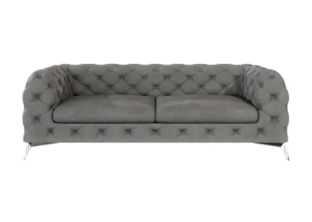 Paul - Chesterfield Sofa 3-Sitzer mit Silber Metall Füßen