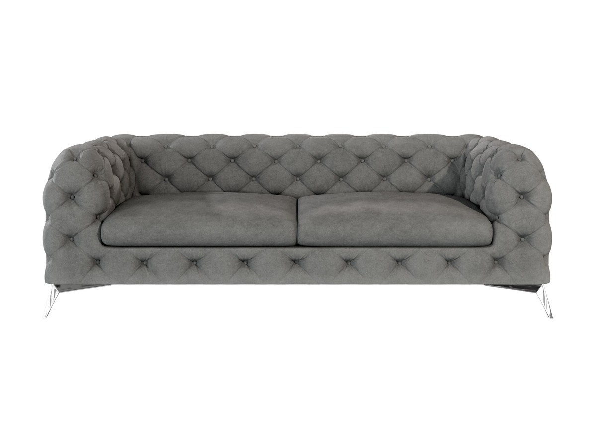 Paul - Chesterfield Sofa 3-Sitzer mit Silber Metall Füßen