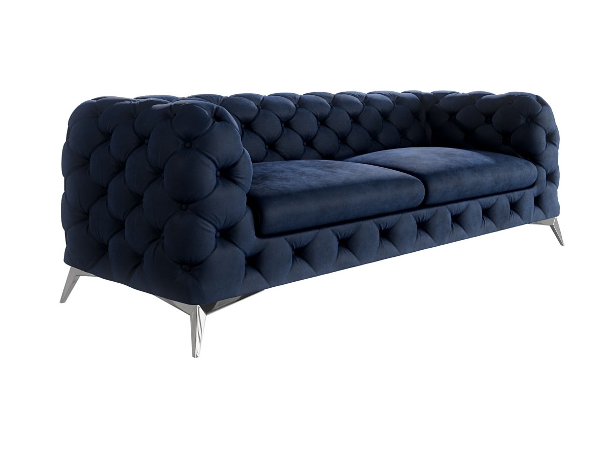 Paul - Chesterfield Sofa 3-Sitzer mit Silber Metall Füßen