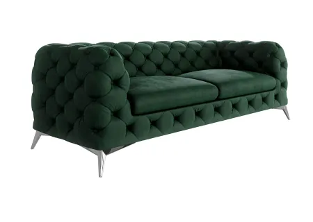 Paul - Chesterfield Sofa 3-Sitzer mit Silber Metall Füßen