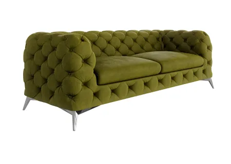 Paul - Chesterfield Sofa 3-Sitzer mit Silber Metall Füßen