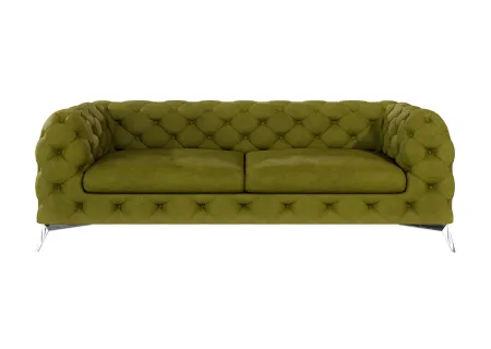 Paul - Chesterfield Sofa 3-Sitzer mit Silber Metall Füßen