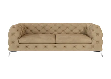 Paul - Chesterfield Sofa 3-Sitzer mit Silber Metall Füßen