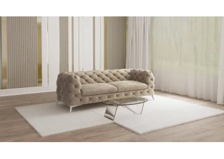 Paul - Chesterfield Sofa 3-Sitzer mit Silber Metall Füßen