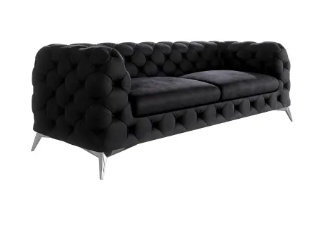 Paul - Chesterfield Sofa 3-Sitzer mit Silber Metall Füßen