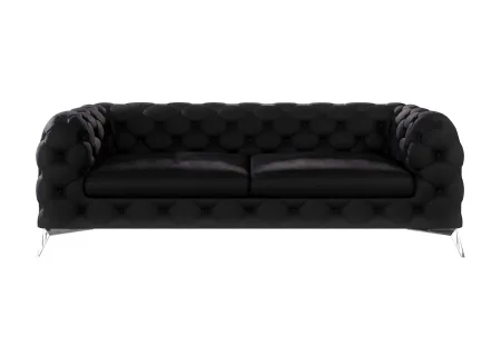 Paul - Chesterfield Sofa 3-Sitzer mit Silber Metall Füßen