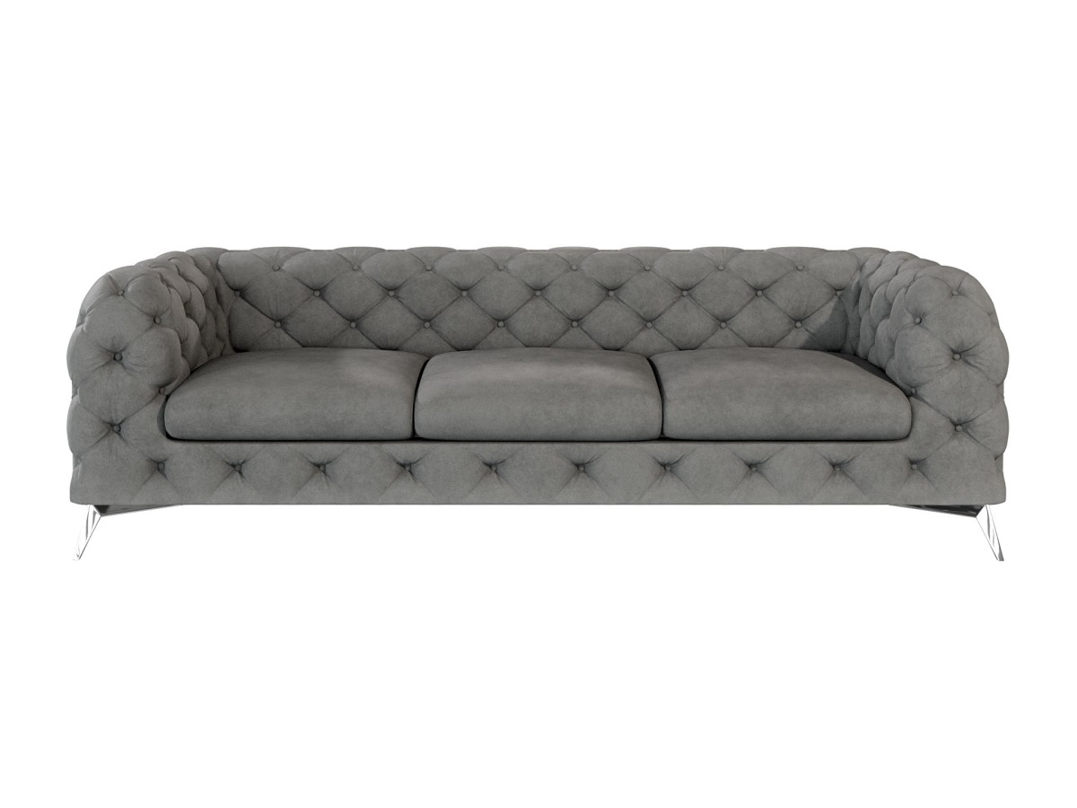 Paul - Chesterfield Sofa 3-Sitzer mit Silber Metall Füßen