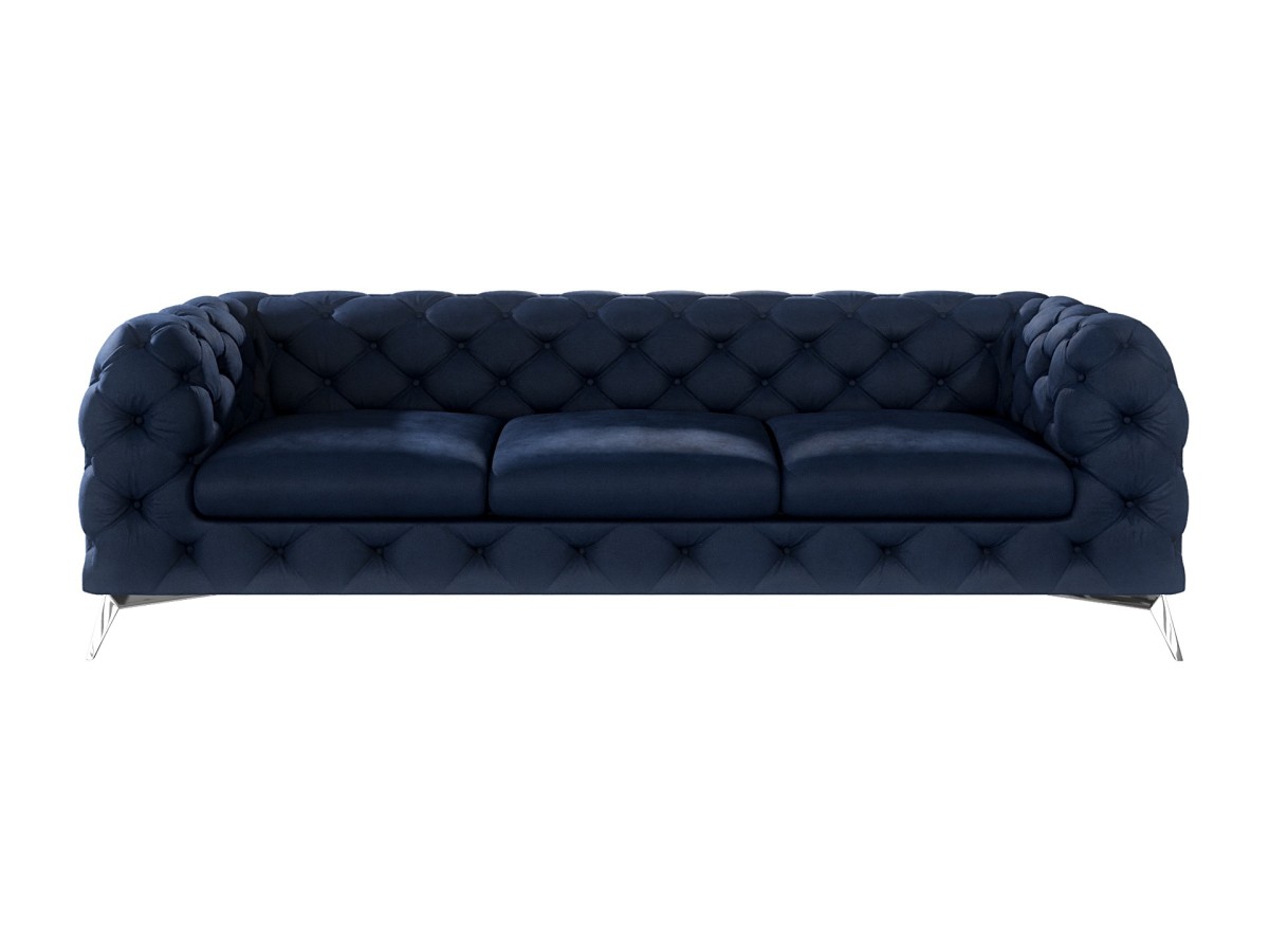 Paul - Chesterfield Sofa 3-Sitzer mit Silber Metall Füßen