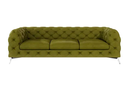 Paul - Chesterfield Sofa 3-Sitzer mit Silber Metall Füßen