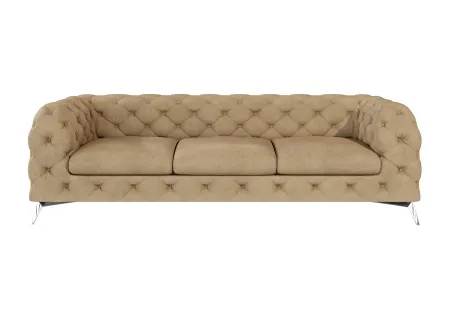 Paul - Chesterfield Sofa 3-Sitzer mit Silber Metall Füßen