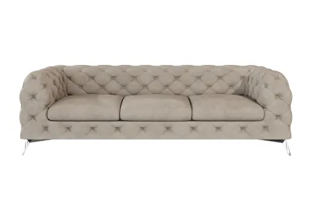 Paul - Chesterfield Sofa 3-Sitzer mit Silber Metall Füßen