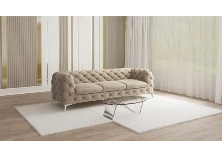 Paul - Chesterfield Sofa 3-Sitzer mit Silber Metall Füßen