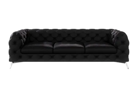 Paul - Chesterfield Sofa 3-Sitzer mit Silber Metall Füßen