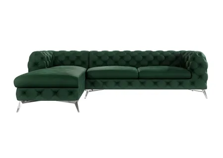 Paul - Chesterfield Ecksofa mit Ottomane mit Silber Metall Füßen