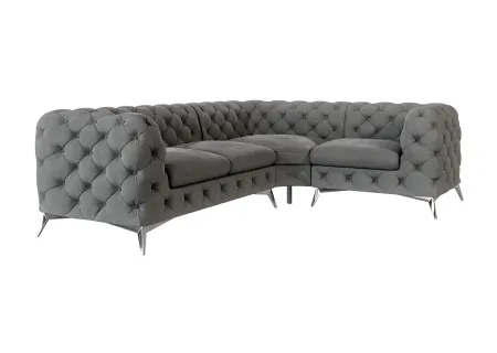 Paul - Chesterfield Ecksofa mit Silber Metall Füßen