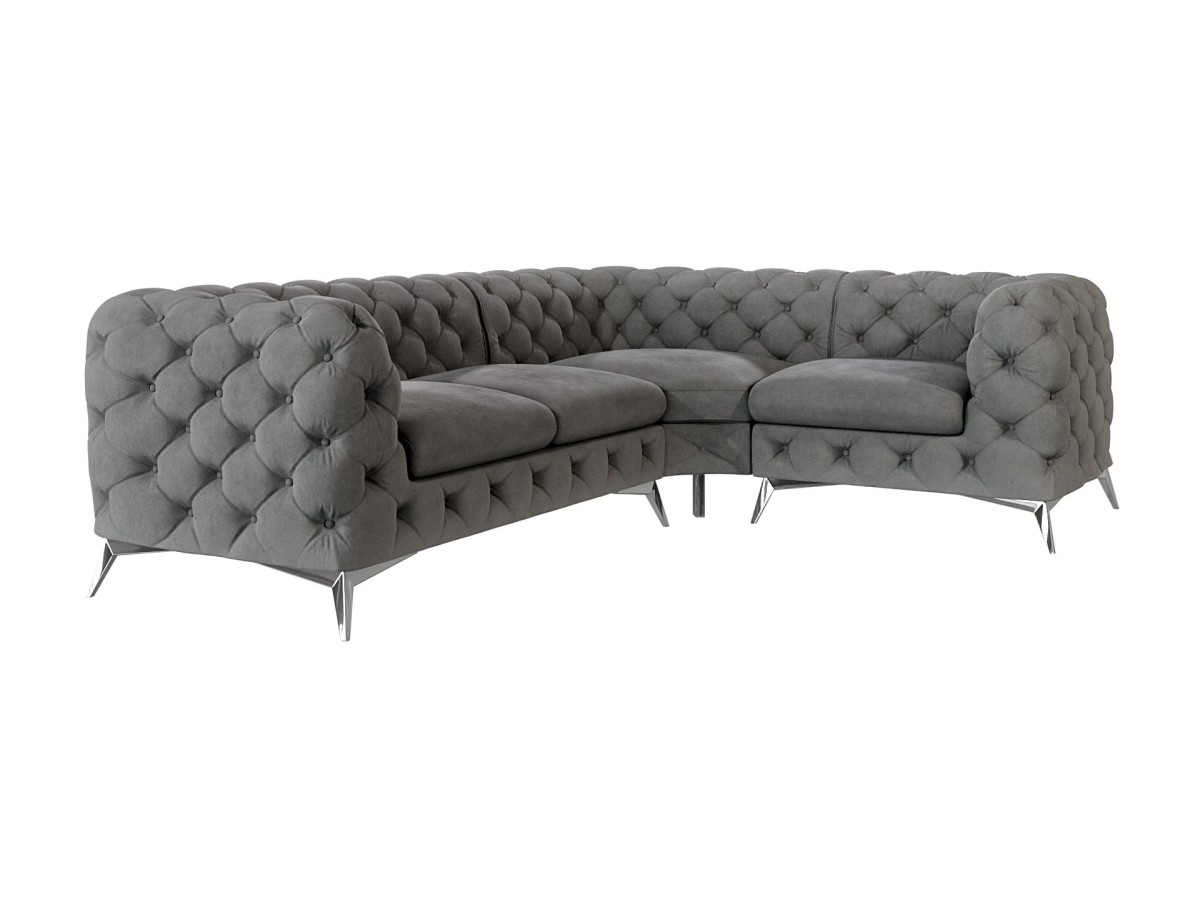 Paul - Chesterfield Ecksofa mit Silber Metall Füßen