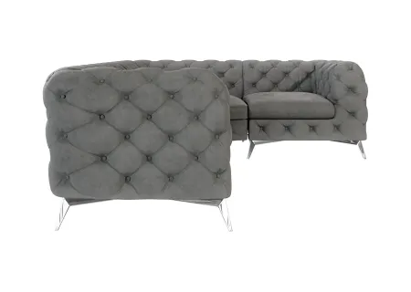 Paul - Chesterfield Ecksofa mit Silber Metall Füßen